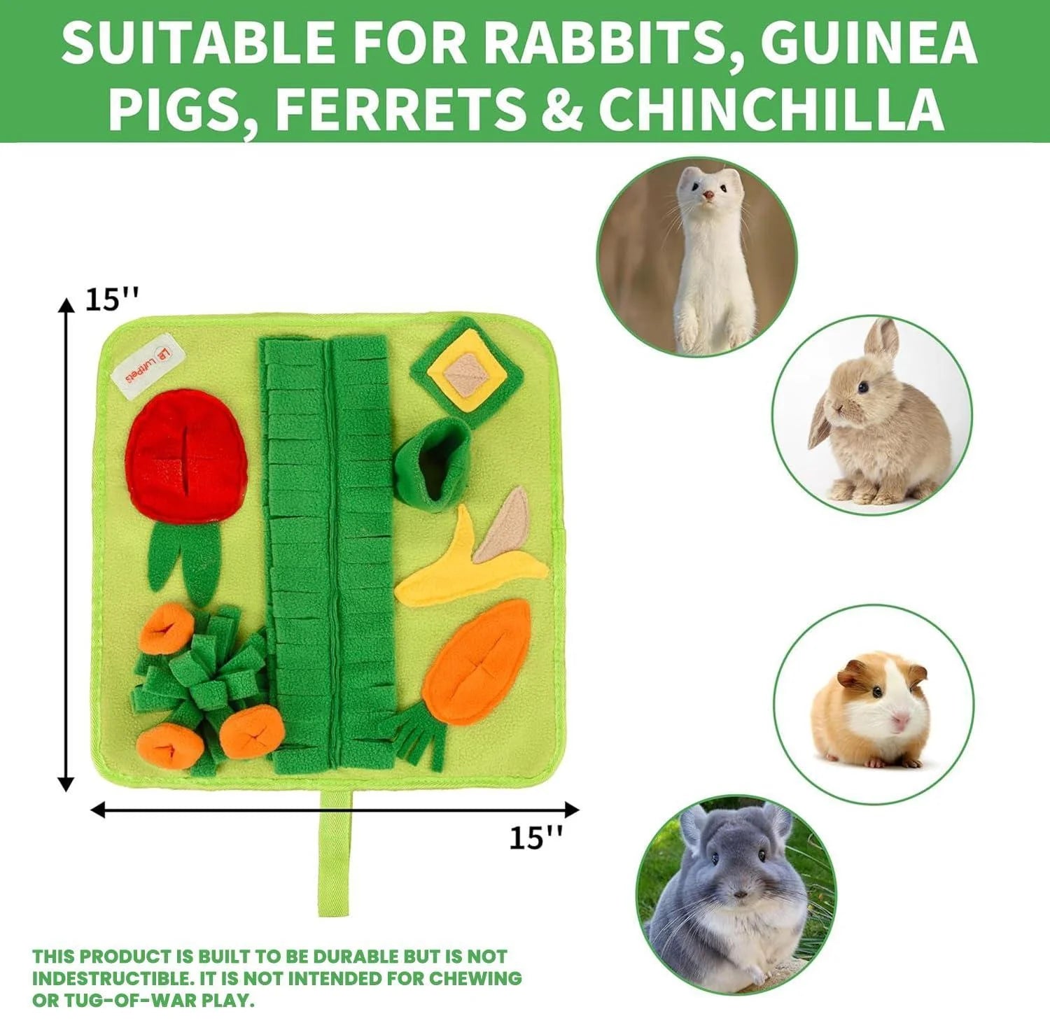 Snuffle Mat for Small Dogs & Cats Soft Foraging Mat for Rabbits Washable anti Slip Perfect for Bunnies Guinea Pigs & Hamsters Sniff Puzzle Toy for Puppies (Small)